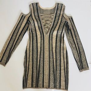 BEBE Holiday Dress Size M Pattern Like Material